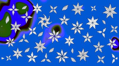 Renkli Bahar Teması eskiz kalıbı. Raster. Düz Çiçek Elementleri Tasarımı.