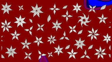 Renkli Bahar Teması eskiz kalıbı. Kırmızı renkte çiçekler. Raster illüstrasyonundaki çiçek desenli çizim. Düz Çiçek Elementleri Tasarımı.