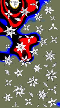 Raster. Raster illüstrasyonu. Tomurcukları çiçek olan sevimli bir çiçek deseni. Eski usul. Eskiz geçmişi. Kumaş, tekstil ve duvar kağıdı baskısı için..