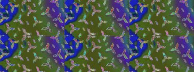 Raster illüstrasyonu. Yeşil, mavi ve menekşe rengi ve kar taneleri. Raster Noel soyut renkli arkaplan ve tatlı kar tanesi.