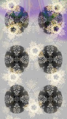 Kar taneleri radyal gri, nötr ve bej renkler. Renkli arka planda güzel kar taneleri. Raster illüstrasyonu..