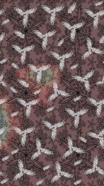 Kahverengi renkli çiçekler. Hediye ambalaj kağıdı, tebrik kartları, posterler ve pankart tasarımı. Raster düz çiçek çizim deseni.