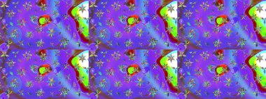 Renkli Bahar Teması eskiz kalıbı. Raster illüstrasyonu. Zentangle soyut çiçekleri. Güzel kumaş deseni. Düz Çiçek Elementleri Tasarımı. Çiçek tozu..