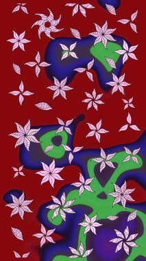 Çiçekli güzel suluboya desen. Kırmızı renklerde. Raster illüstrasyonu.