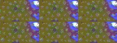 Raster illüstrasyonundaki çiçek desenli çizim. Düz Çiçek Elementleri Tasarımı. Güzel kumaş deseni. Renkli Bahar Teması çizim şablonu.