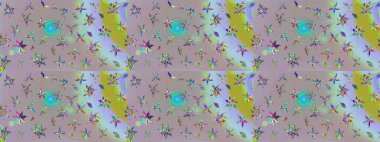 Raster illüstrasyonu. Çiçek buketleriyle klasik bir eskiz şekli. Tarafsız ve gri renklerde.