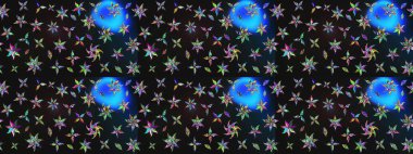 Raster deseni. Sanat ilham verici ve mavi tarzı çiçekler ve arkasında iz bırakır. Gri ve mavi el çizimi desen. Karalama çiçekleri çizim deseni.