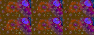 Düz Çiçek Elementleri Tasarımı. Karalama çiçeği. Zentangle soyut çiçekleri. Renkli Bahar Teması eskiz kalıbı. Güzel kumaş deseni. Raster illüstrasyonu.