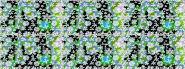 Tarafsız ve yeşil renklerde bahar çiçekleri. Raster illüstrasyonu. Raster çiçek desenli ve çiçekli..