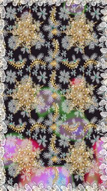 Antika altın tekrarlanabilir duvar kağıdı. Gri renklerdeki altın element. Damask pürüzsüz yineleme kalıbı. Barok tarzında altın çiçekli süs..