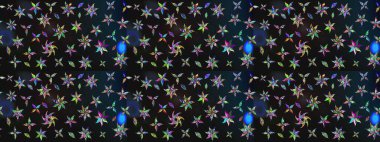 Gri ve mavi renklerde bahar çiçekleri. Raster illüstrasyonu. Çiçek ve yapraklı karalama şeklinde Raster çiçek deseni.