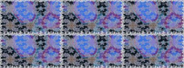 Tekstil, kumaş, kapaklar, duvar kağıtları, baskı, naylon, yapıştırma, örgü, dekupaj için çiçeksiz arkaplan. Millefleur 'lar. Küçük gri ve mavi renkte güzel bir besin torbası deseni, çiçekler..