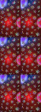 Kırmızı ve kahverengi renkte kırmızı ve kahverengi papatya deseni. Raster illüstrasyonu. Kırmızı ve kahverengi renklerde.