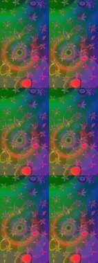 Çiçek desenli eskiz. Gömlek baskısı için çiçek boyası. Yeşil ve mavi renkte çiçekler.