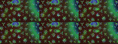 Kahverengi ve yeşil renkli çiçekler. Çiçek desenli çizim. Asya tekstil tarzında. Raster illüstrasyonu. Raster illüstrasyonu.