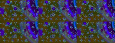 Hediye ambalaj kağıdı, tebrik kartları, posterler ve pankart tasarımı. Kahverengi ve yeşil renkli çiçekler. Raster düz çiçek çizim deseni.