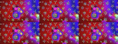 Asya tekstil tarzında. Güzel kumaş deseni. Çiçek desenli çizim. Raster illüstrasyonu. Düz Çiçek Elementleri Tasarımı. Renkli Bahar Teması çizim şablonu.