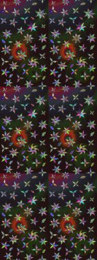 El çizimi çiçekli soyut çizim kalıbı. Renkli çiçekler. Raster illüstrasyonu.