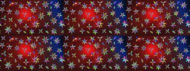 Raster illüstrasyonundaki çiçek desenli çizim. Renkli Bahar Teması eskiz kalıbı. Düz Çiçek Elementleri Tasarımı. Kahverengi ve kırmızı renkte çiçekler.