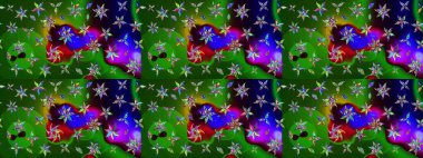 Renkli Yaz Temalı eskiz kalıbı. Düz Çiçek Elementleri Tasarımı. Raster Illustrasyon 'daki Çiçek Deseni' nin son moda çizimi. Yeşil ve mavi renkte çiçekler.