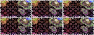 Kahverengi renkte çok kahverengi, zarif küçük çiçekler ve komik böcekler, raster desen, illüstrasyon.