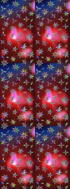 Raster illüstrasyonundaki çiçek desenli çizim. Renkli Bahar Teması eskiz kalıbı. Kırmızı ve kahverengi renkte çiçekler. Düz Çiçek Elementleri Tasarımı.