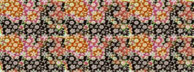 3D çiçekler, eskiz. Raster illüstrasyonu. Kahverengi renklerde.