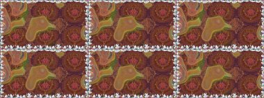 Doodle çiçekler ve dalları, otlar ve çiçekler. Elle çizilmiş. Raster resim. Güzel kumaş deseni.