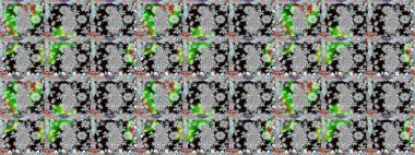 Kıvırcık, parlak örgü. Güzel, parlak, pürüzsüz kumaş, tuval. Çiçek çelengi. Raster illüstrasyonu. Şablon, pürüzsüz, çiçekli kenar. Klasik eski arkaplan.