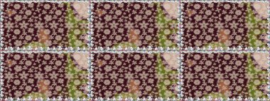 Modern, kahverengi raster arka plan duvar kâğıdı illüstrasyonu, klasik çizgili, desenli desenli çiçekler, çiçekli süsler. Çiçekli el, pürüzsüz desen..