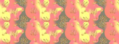 Raster illüstrasyonu. Kar tanelerinin soyut arkaplanlı Noel şablonu. Noel ve yeni yıl moda baskıları için tatil tasarımı. Altın kar taneleri. Renkler.