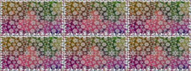 Düz Çiçek Elementleri Tasarımı. Süslü kumaş deseni. Renkli Bahar Temalı Kusursuz Arkaplan. Raster illüstrasyonunda kusursuz çiçek deseni.