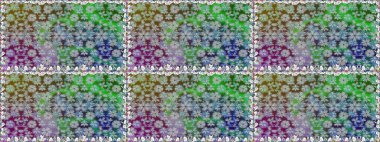 Parlak çiçekli kolaj çiçekleri gridir. Çiçek tasarımı için inanılmaz bir kolaj cenneti tarzı. Çiçekli zambaklar dikişsiz arkaplan.