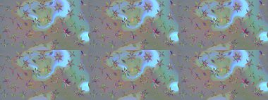 Çiçekli karalama şeklinde Raster çiçek deseni. Nazikçe, güzel çiçek arkaplanı. Gri ve mavi renkte çiçekler.