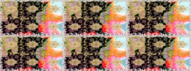 Şık bir grafik desen. Kusursuz raster arka plan. Duvar kâğıdı barok, İspanyol kumaşı. Çiçek deseni. Kahverengi ve bej renklerdeki altın elementler.