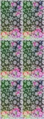 1950-1960 motifleri. Çiçekli ipek eşarp. Retro tekstil tasarım koleksiyonu. Gri ve yeşil, gri ve yeşile. El çizimi çiçek elementleriyle soyut, dikişsiz raster deseni..