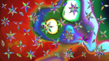 Şirin, zarif çiçekler Raster illüstrasyonu. Tekstil için figür. Poster ya da kapak için arka plan. Yapraklı çizim şekli. Davetiye ve kartpostal tasarımı için dekoratif çiçek unsurları.