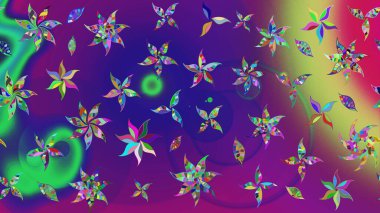 Eskiz geçmişi. Raster illüstrasyonu. Kumaş, tekstil, duvar kağıdı baskısı için. Renkli desenli eskiz deseni, mor ve mor çiçekler ve dekoratif elementler. Antika retro tarzı.