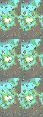 Mavi ve gri renkte çiçekler. Gömlek baskısı için çiçek boyası. Çiçek eskiz kalıbı geçmişi.