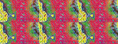Çiçek desenli çizim. Asyalı tekstil renkleri. Raster illüstrasyonu.