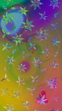 Raster hisseleri. Eskiz arkaplan modeli. Yeşil ve kahverengi çiçekler. Suluboya, elle çizilmiş.