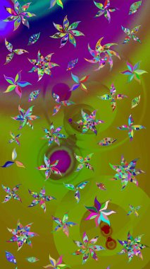 Parlak çiçekli kolaj çiçekleri yeşil ve kahverengi. Çiçekli zambakların eskiz geçmişi. Çiçek tasarımı için inanılmaz kolaj cennet tarzı..