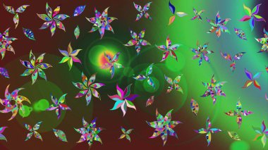 Raster illüstrasyonu. Kumaş, duvar kağıdı ve kağıt üzerine baskı yapmak için gelişen arka plan. Moda arka planında parlak buketler. Eski usul küçük çiçekli şirin bir eskiz deseni..