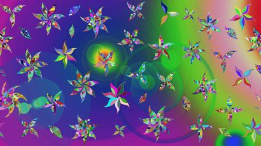 Çiçekli karalama şeklinde Raster çiçek deseni. Nazikçe, güzel çiçek arkaplanı. Yeşil ve mavi renkte çiçekler.