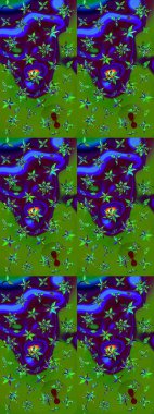 Çiçek kompozisyonu. Küçük çiçekte güzel bir desen var. Doğa. Raster deseni. - yeşil ve kahverengi çiçekler. Çiçek arkaplan. Çiçek kolajı.