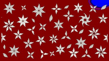 Kırmızı ve nötr renklerde yapraklar ve parlak renkli çiçeklerle muhteşem bir çiçek deseni. Modern çiçek arkaplanı. Halk tarzı. Moda baskıları için zarif bir şablon.