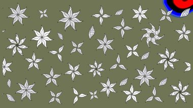 Raster illüstrasyonu. Suluboya çiçekli çiçek deseni. Yeşil ve beyaz renkli güzel tekstil.
