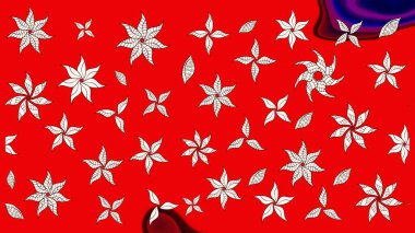 Çiçek buketleriyle klasik bir eskiz şekli. Kırmızı ve nötr renklerde. Raster illüstrasyonu.