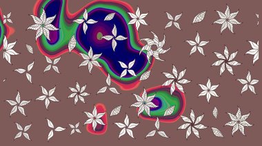 Çiçek süslemeli çizim deseni. Raster illüstrasyonu. Kahverengi ve nötr renkte çiçekler.