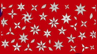 Raster illüstrasyonu. Kırmızı ve nötr renklerde çiçekler. Raster illüstrasyonu. Asya tekstil tarzında. Çiçek desenini çiz.